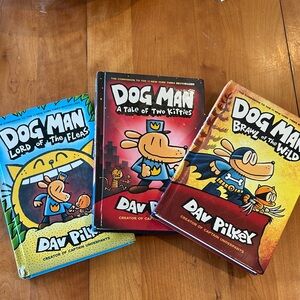 Dog Man Books by Dav Pilkey Tale of Two Kitties Brawl of Wild Lord Fleas Lot#3